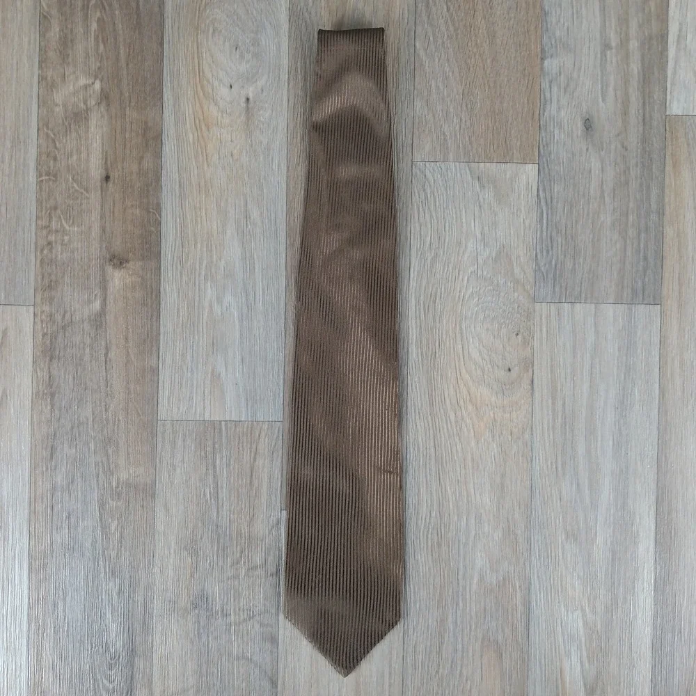 Vtg Emporio Armani Silk Necktie Brown Striped Business Formal Career Menswear
